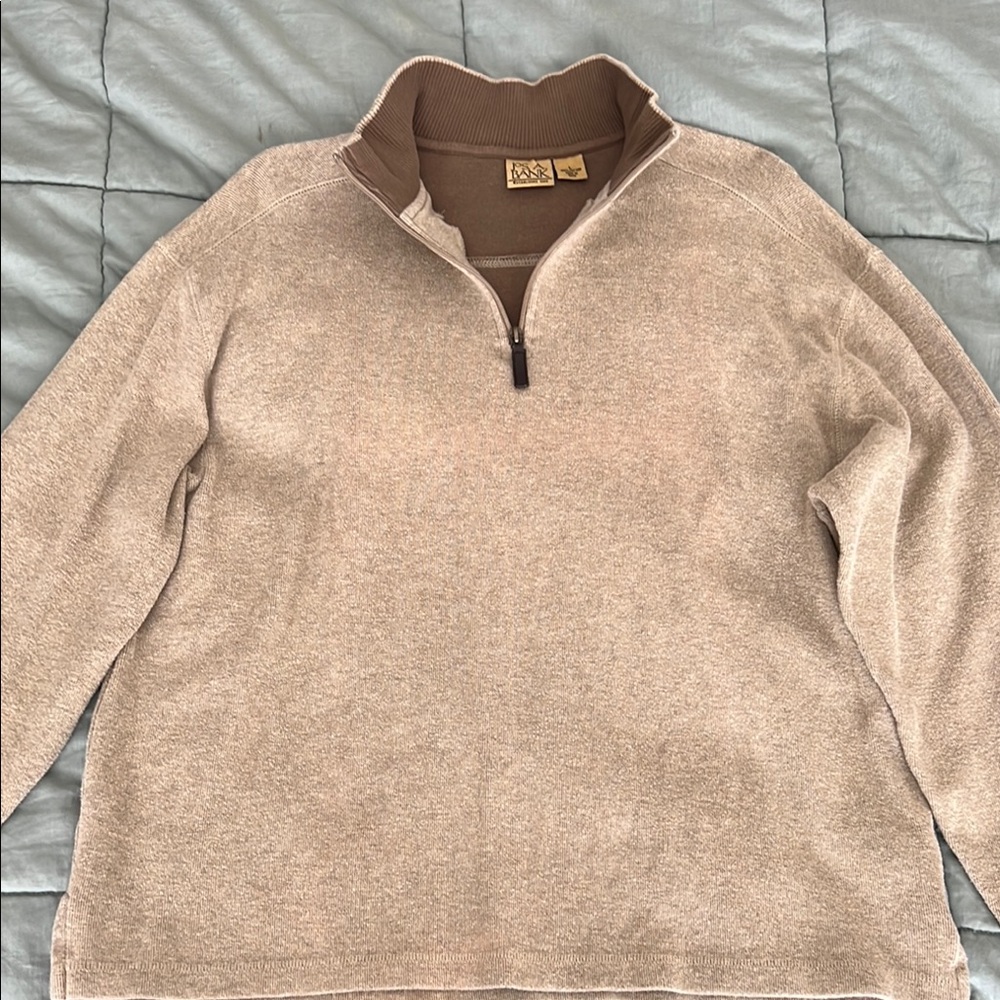 Men's Beige Half-Zip Sweater